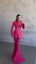 Cross-border Foreign Trade Design Sense Temperament Commute Pure Color Mesh Suit-HighTouch