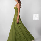 Womens Fashion Backless Halter-neck Low-cut Plunging Pleated Dress-HighTouch