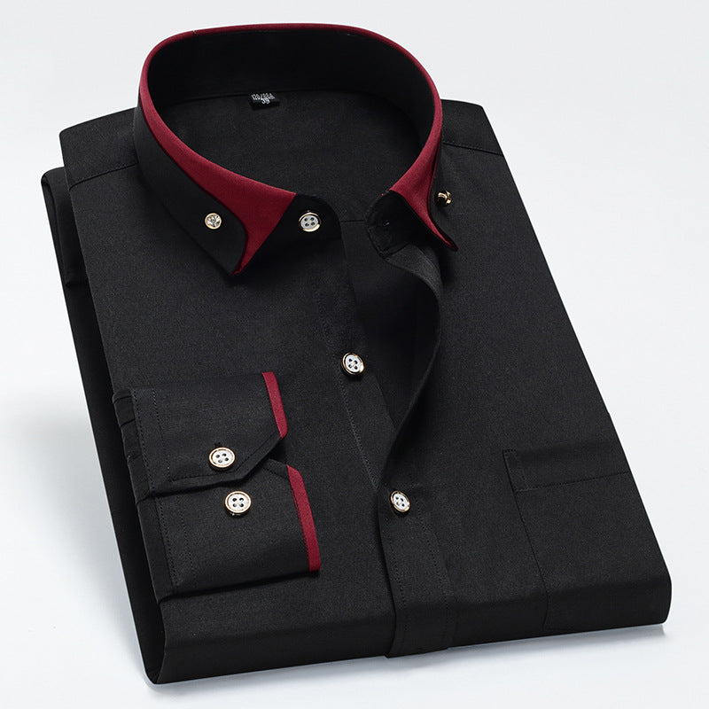 Men’s Stretch Long Sleeve Shirt Casual Non-Iron Slim Fit Dress Shirt-HighTouch