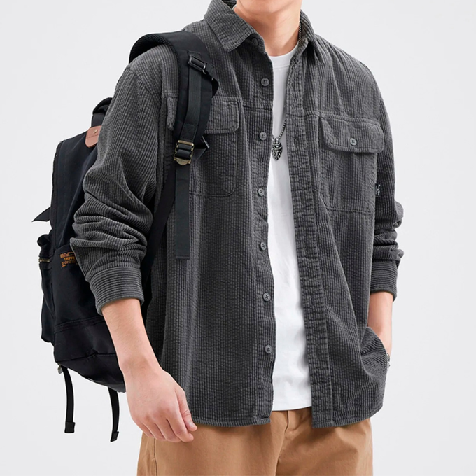 Men's Corduroy Button-Up Shirt – Relaxed Fit