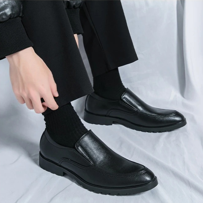 Men's Leather Slip-On Loafers | Classic Business Casual Dress Shoes