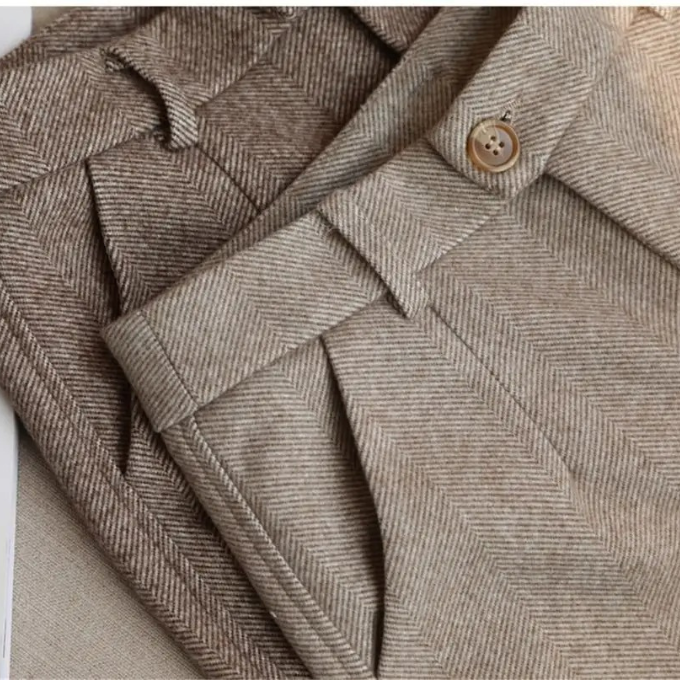 Men's Herringbone Wool Trousers – Tailored Fit