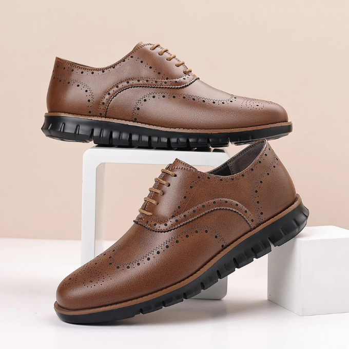 Men's Brogue Sneakers | Casual Leather Wingtip Dress Shoes