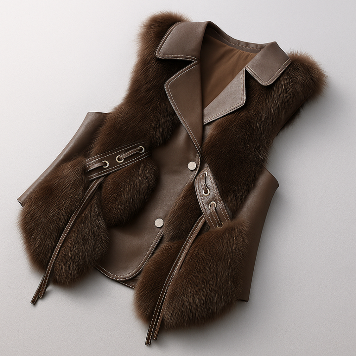 Women’s Faux Fur Vest with Oversized Lapel