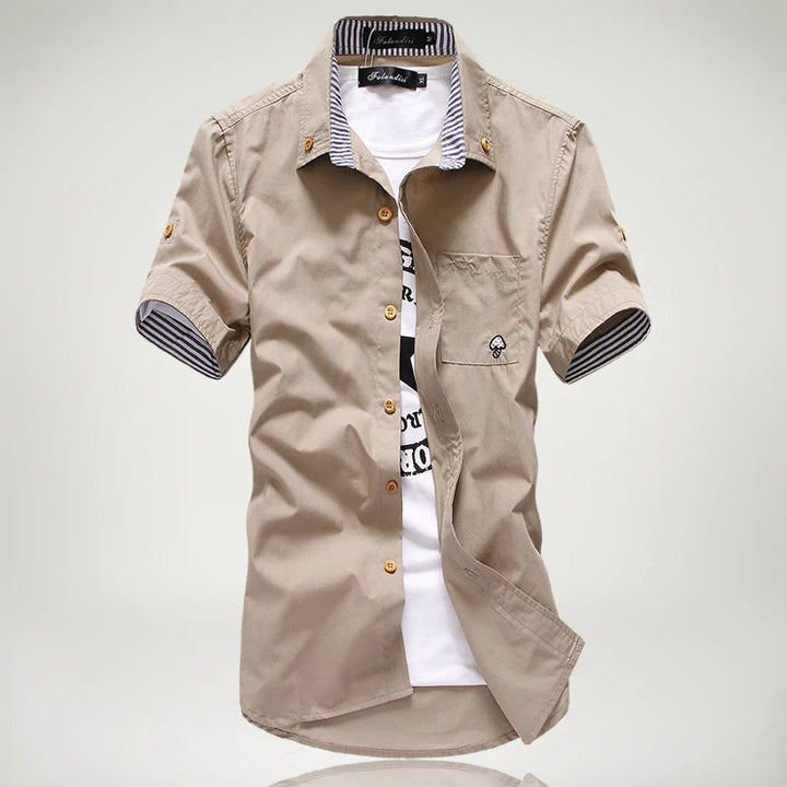 Men's Cotton Button-Up Shirt – Lightweight & Breathable