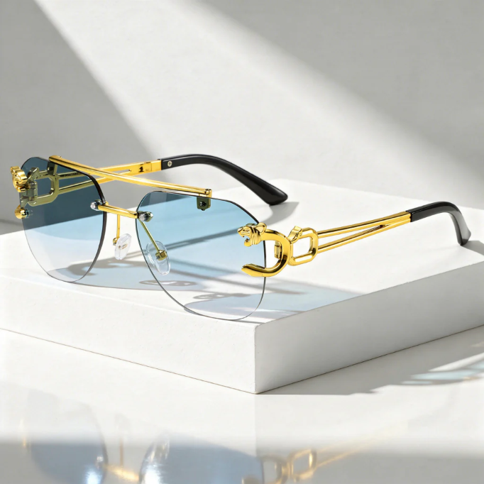Men's Aviator Sunglasses – Gold Rimless UV400
