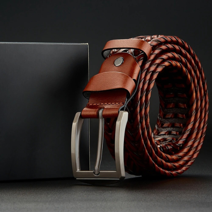 Men's Braided Cowhide Leather Belt