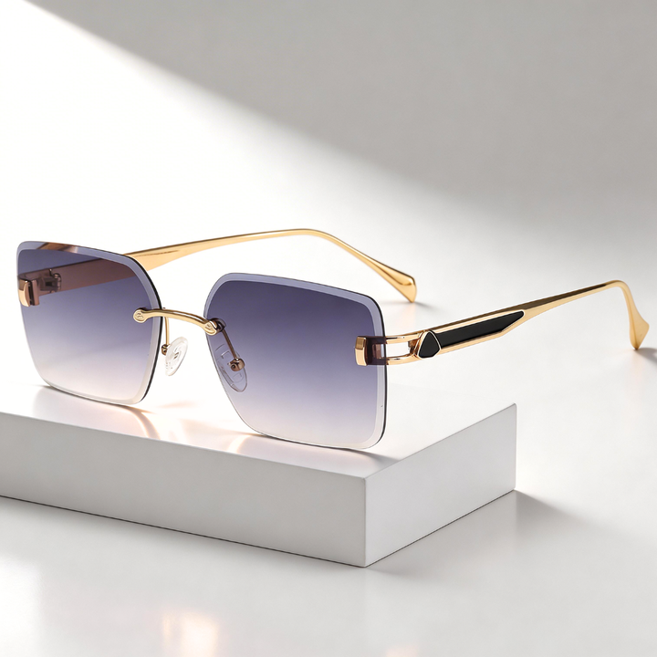 Women's Oversized UV400 Rimless Square Sunglasses