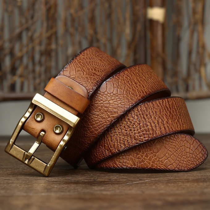Men's Genuine Cowhide Leather Belt | Brass Buckle