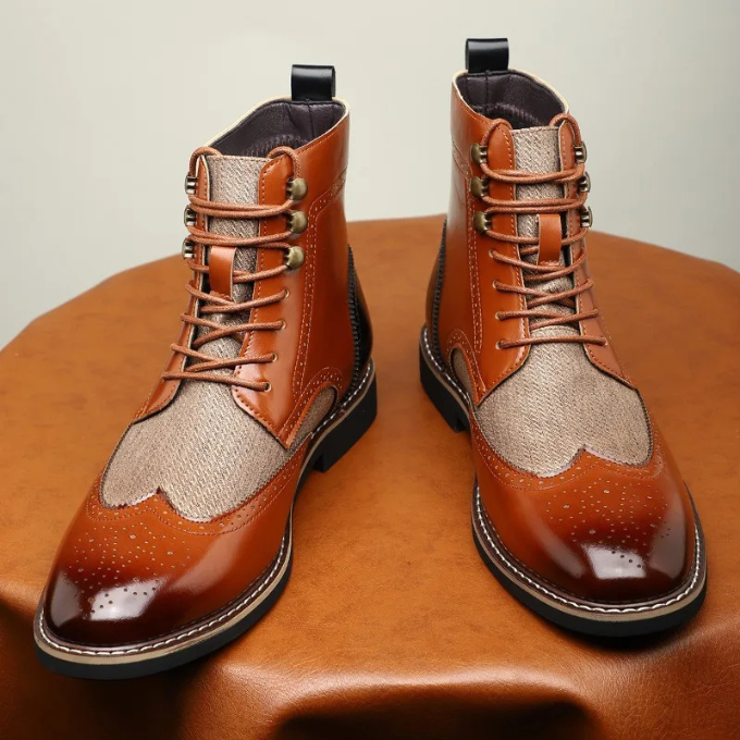 Men’s Leather Brogue Boots – Smart Casual Style
