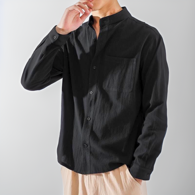 Men's Cotton Button-Up Shirt – Lightweight & Breathable