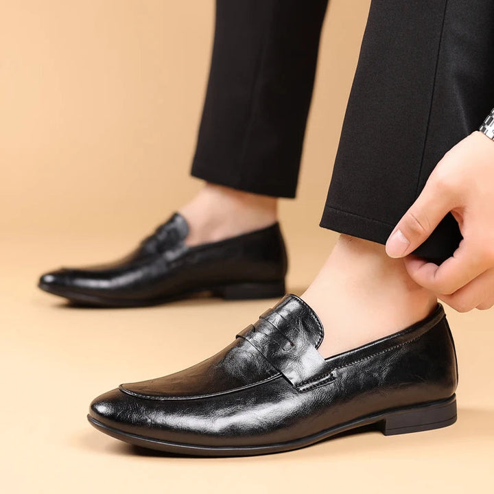 Men's Full-Grain Leather Square-Toe Loafers