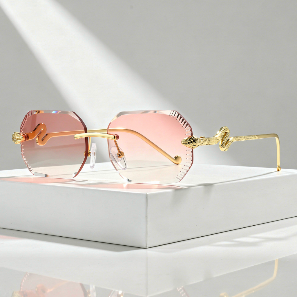 Women`s Rimless Sunglasses with UV400 Protection