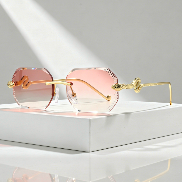 Women`s Rimless Sunglasses with UV400 Protection