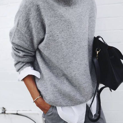 Maglione a maniche lunghe lavorato a maglia a tinta unita da donna