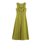 Women's Fresh Sweet Strappy Dress – Collage Stitching Zipper Detail-HighTouch