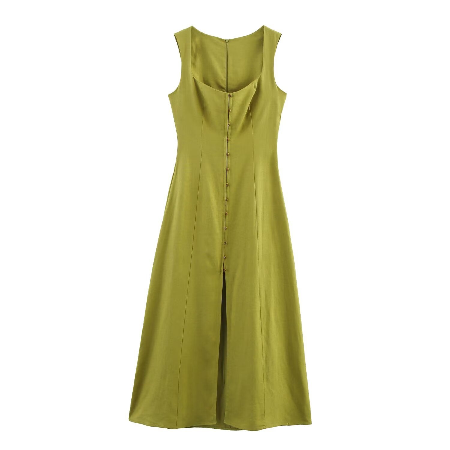 Women's Fresh Sweet Strappy Dress – Collage Stitching Zipper Detail-HighTouch