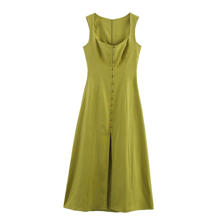 Women's Fresh Sweet Strappy Dress – Collage Stitching Zipper Detail-HighTouch