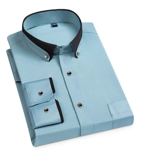 Men’s Stretch Long Sleeve Shirt Casual Non-Iron Slim Fit Dress Shirt-HighTouch