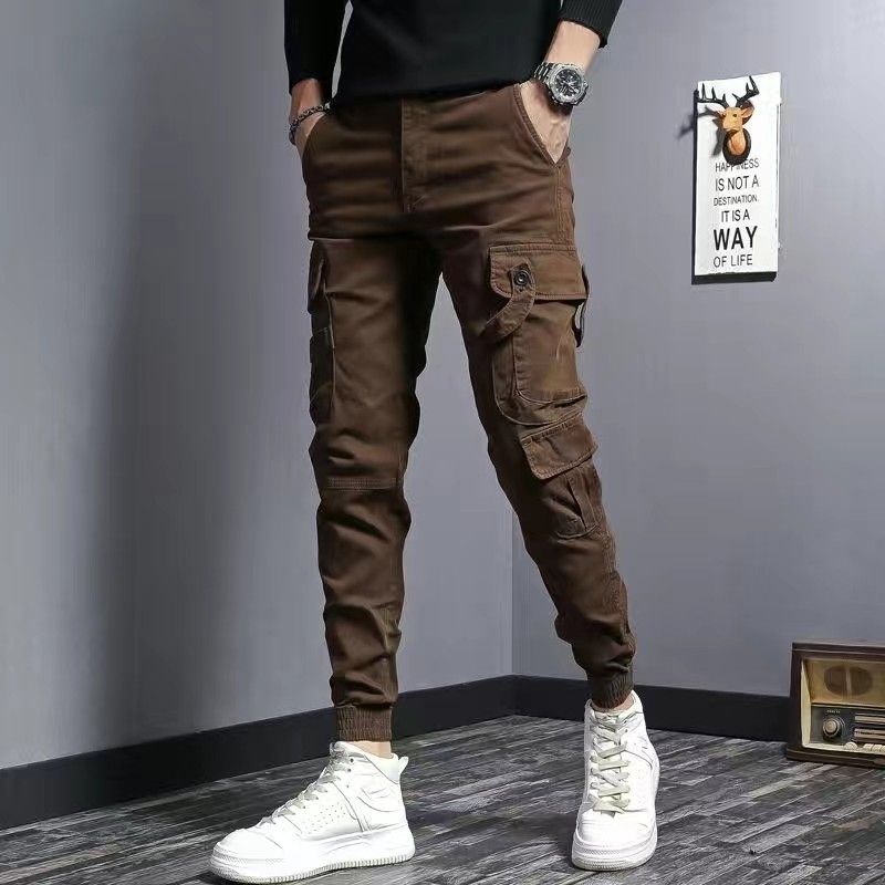 Men’s Slim Fit Cotton Work Pants – Stylish 9 Length Casual Trousers-HighTouch