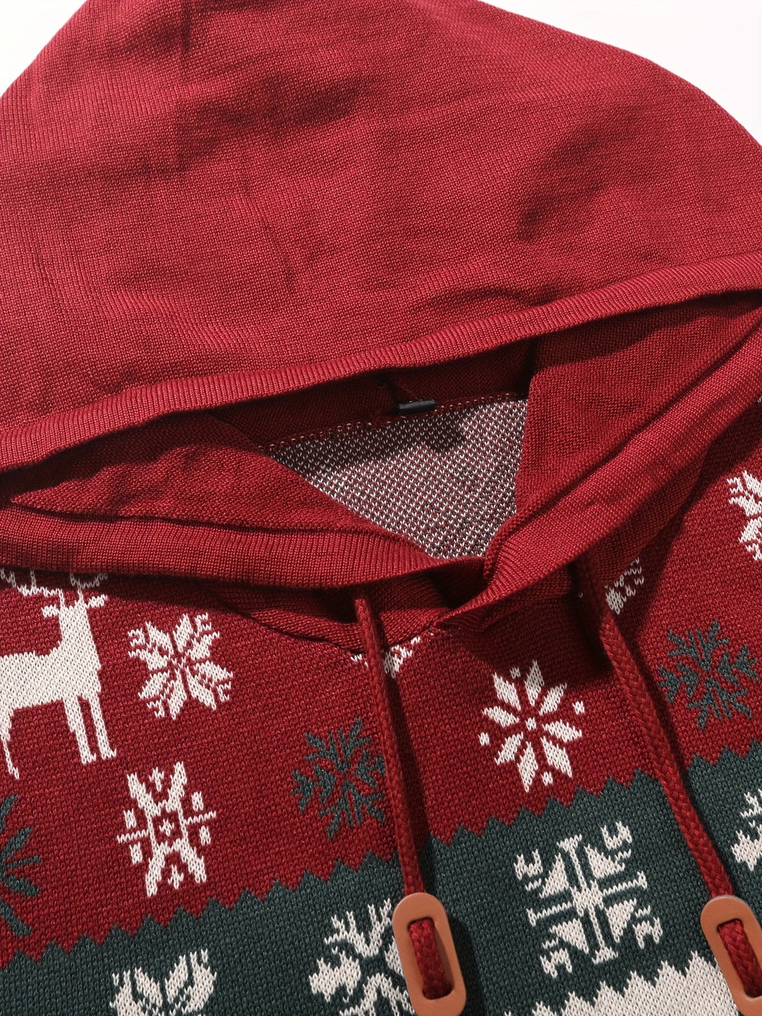 Women's Hooded Christmas Sweater with Reindeer and Snowflake Pattern