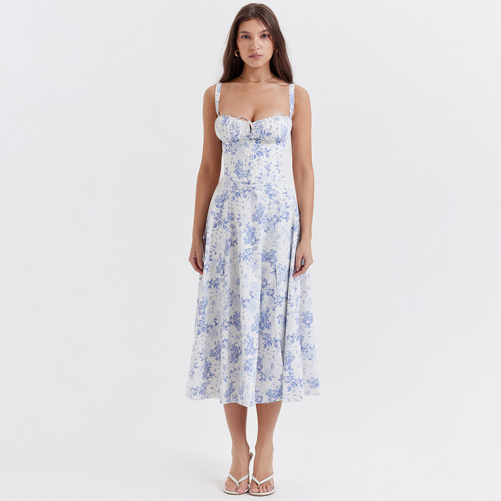 Seaside Vacation Sling Back Cross Tied Slim Fit Overknee Dress-HighTouch