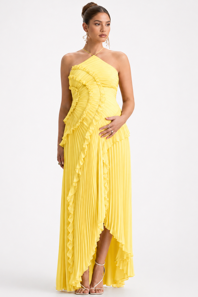 Maternity Dress - New Lavender Pleated Halter Maxi Dress for Baby Shower