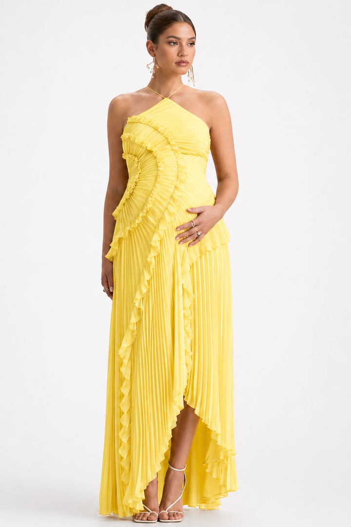 Maternity Dress - New Lavender Pleated Halter Maxi Dress for Baby Shower