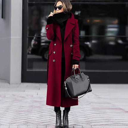 Women’s Thick Wool Extended Coat – Long Warm Winter Overcoat