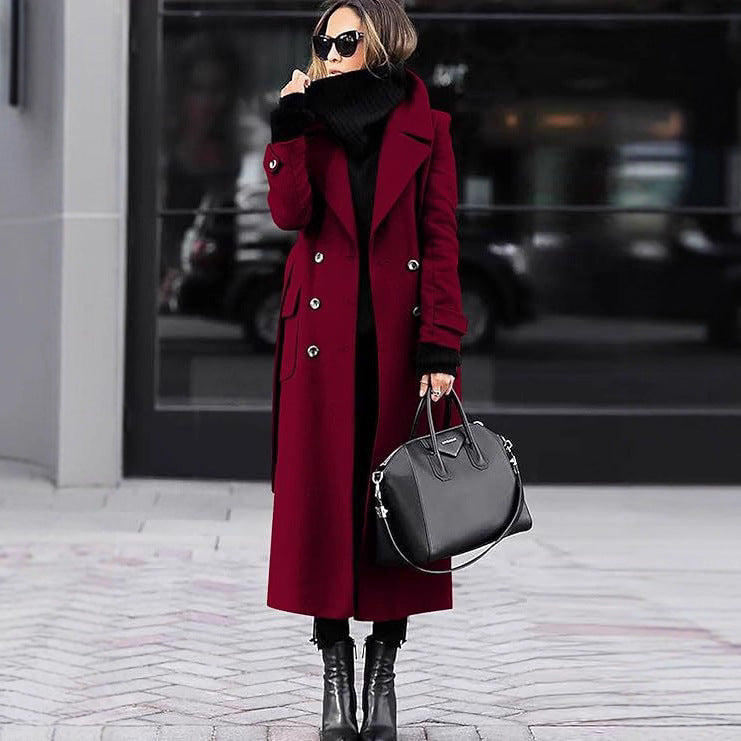 Women’s Thick Wool Extended Coat – Long Warm Winter Overcoat