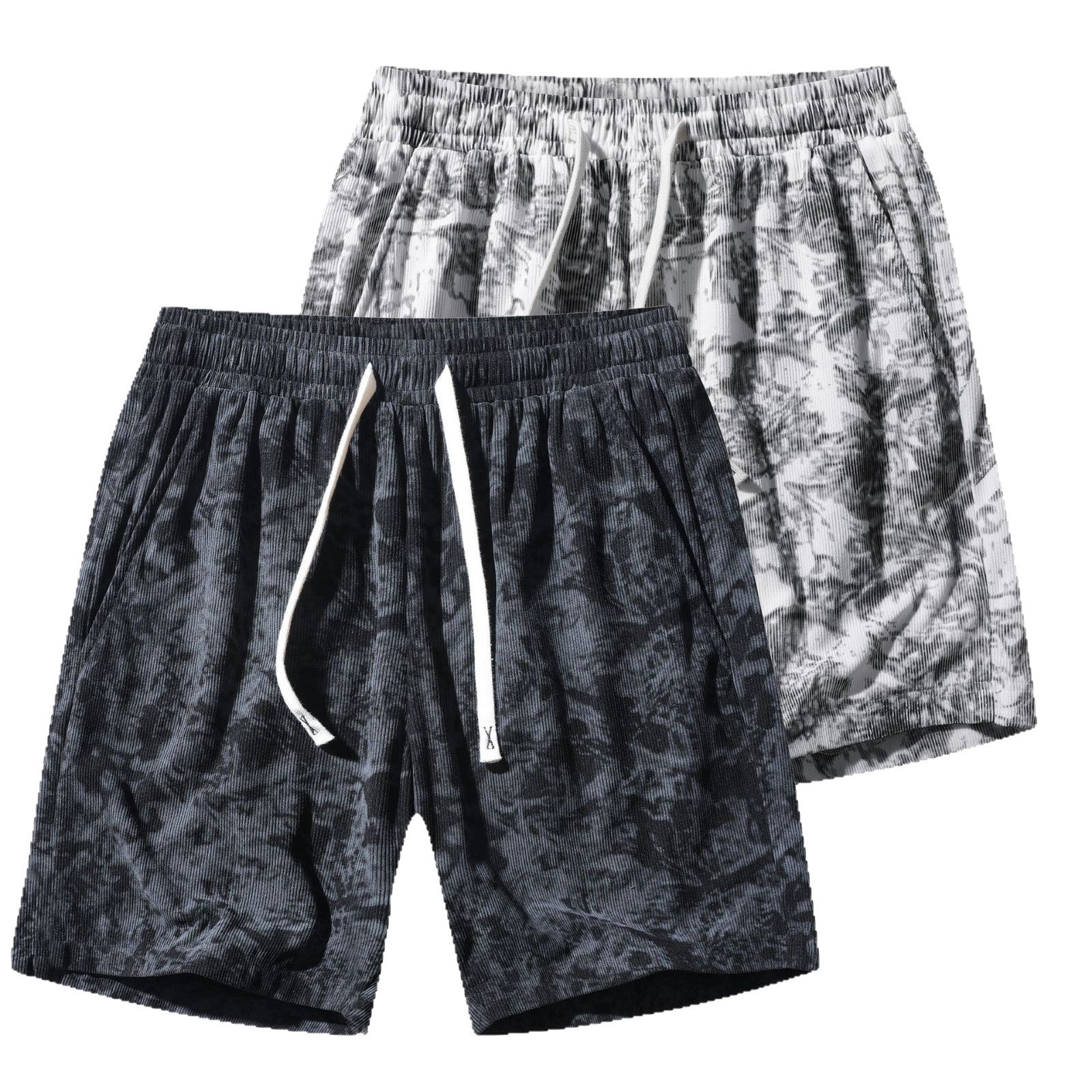 Men’s Corduroy Camo Athletic Shorts – High-Waist Summer Middle Pants
