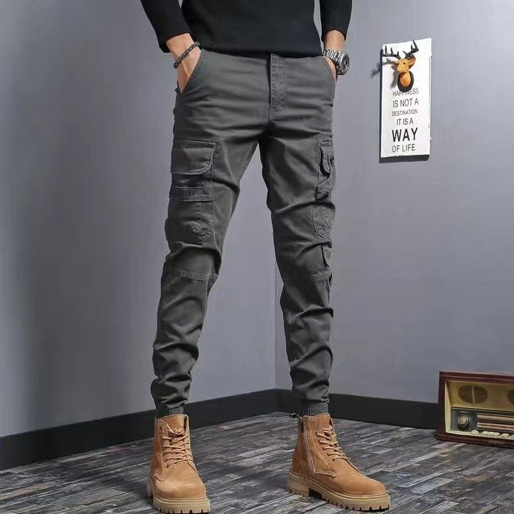 Men’s Slim Fit Cotton Work Pants – Stylish 9 Length Casual Trousers-HighTouch