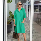 Women's Solid Color Temperament Commute Dress-HighTouch