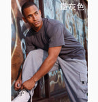 Men's Cotton Blend Round Neck T-Shirt – American Casual Youthful Pop Style-HighTouch
