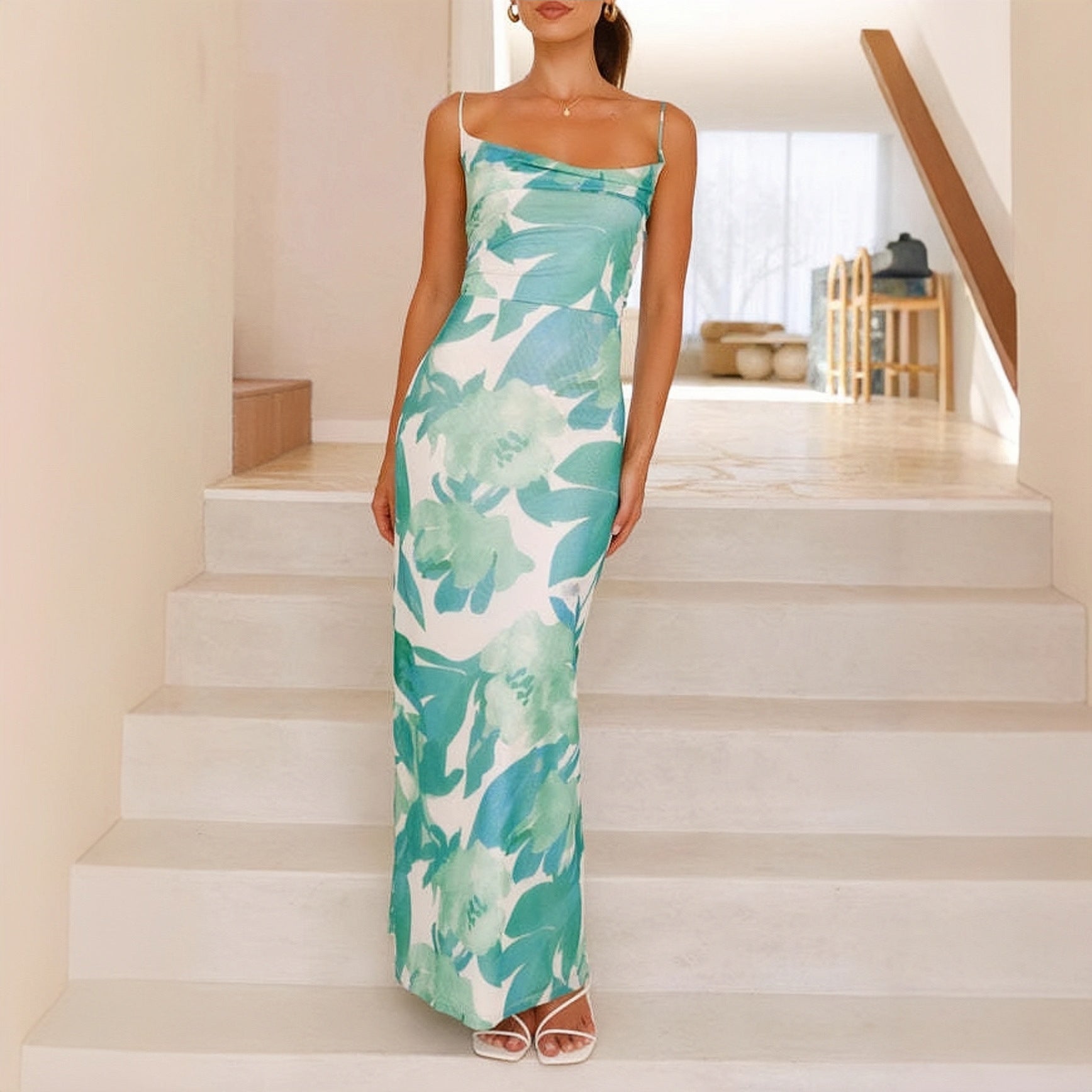 Summer Women's Printed Sleeveless Vest Camisole Sexy Slim Hip Dress-HighTouch