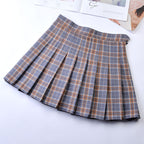 Women’s High-Waist College Skirt – Plaid Pleated Academic Mini