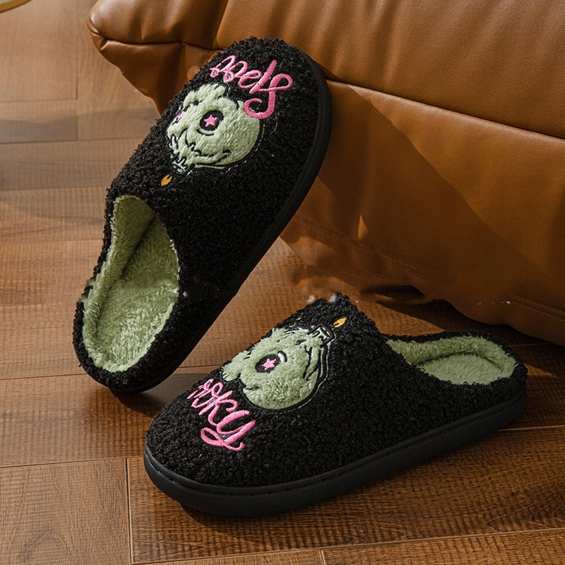 Green Skull Halloween Slippers