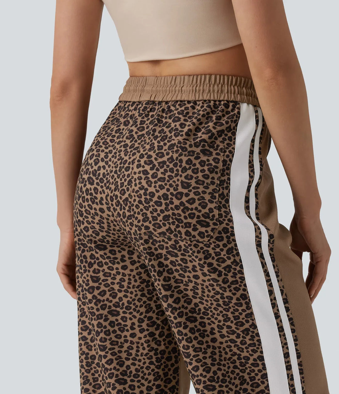 Baggy Pants Women Color Block Leopard Stripe Trousers