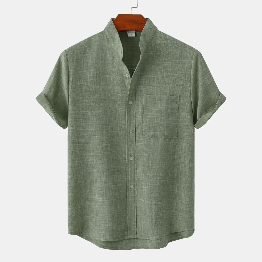 Men's Cotton-Linen Short Sleeve Shirt