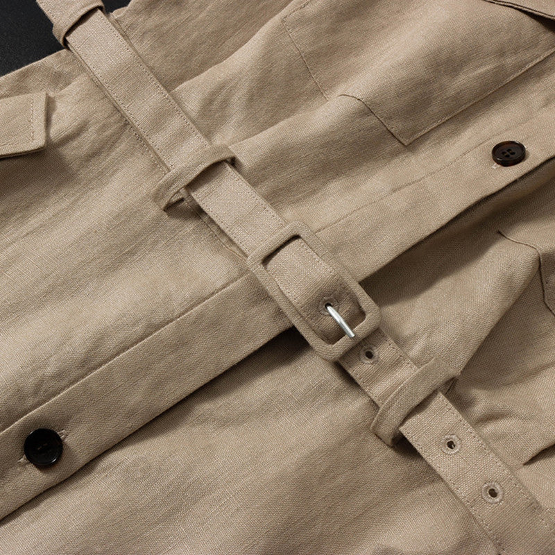 Linen French Tooling Style Dress-HighTouch