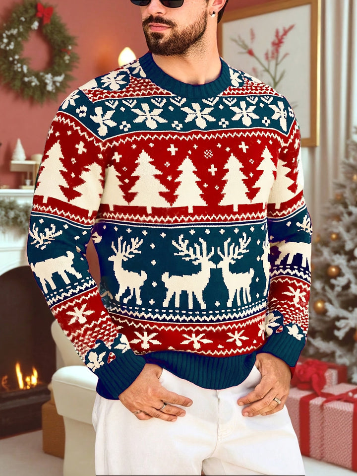 Men's Festive Knit Christmas Sweater with Winter Motifs