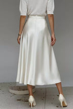Women's Satin A-Line Midi Skirt | Liquid Finish | Casual Wear