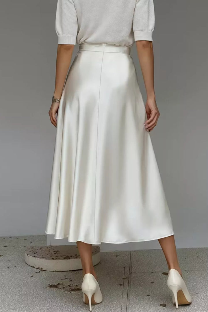 Women's Satin A-Line Midi Skirt | Liquid Finish | Casual Wear