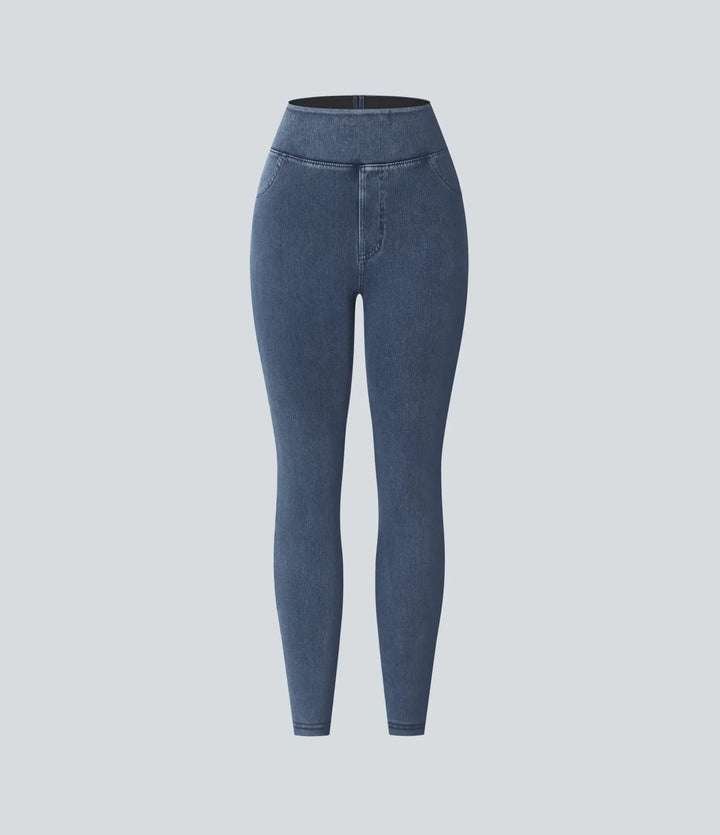 Denim Leggings Women High Waisted Jeggings with Pockets