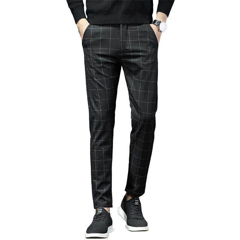 Men’s Plaid Straight Leg Pants – Casual Stretch Comfort-HighTouch