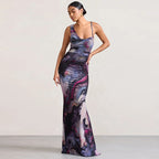 Women's Sling Off-neck Fashion Printing Dress-HighTouch