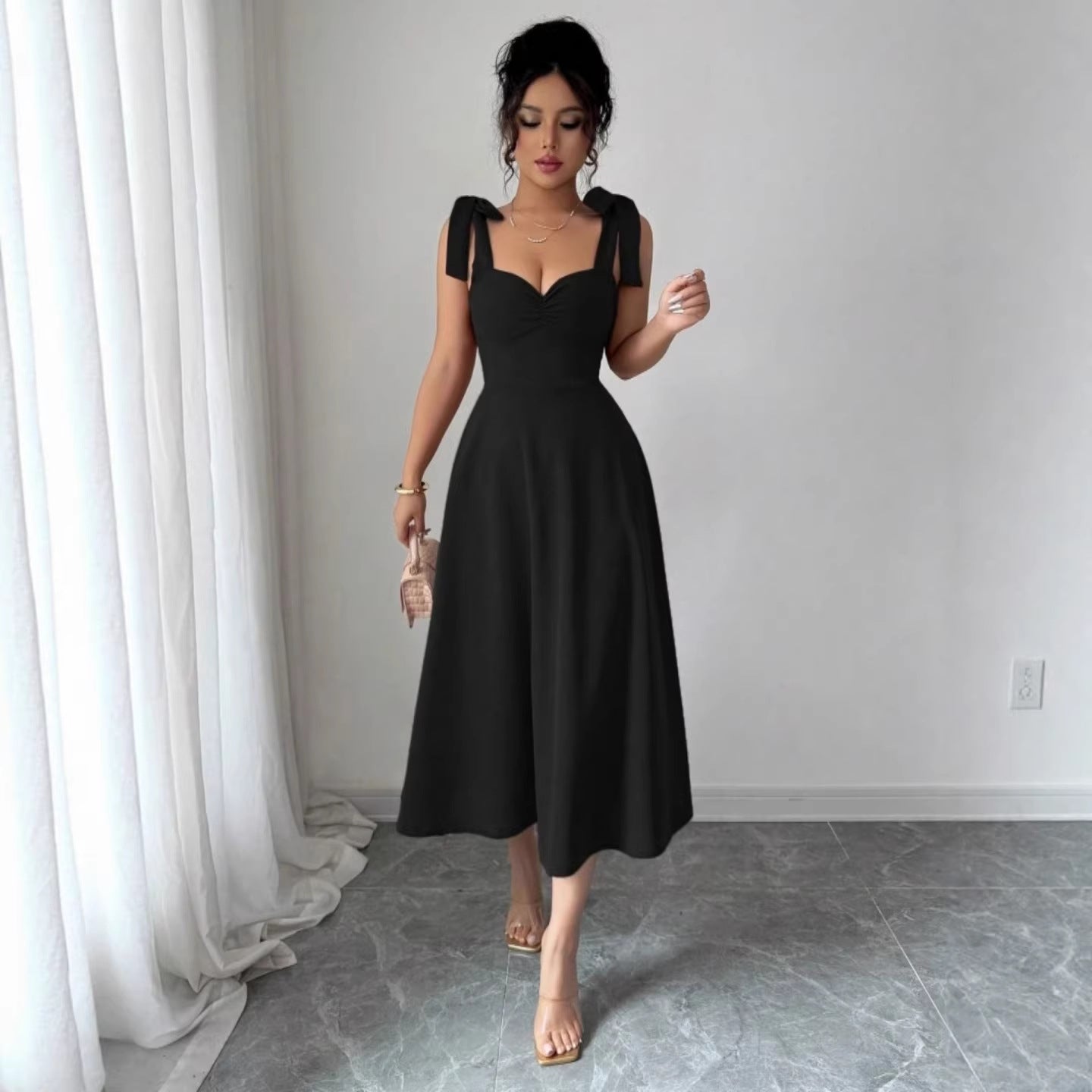 Women's Sleeveless Maxi Dress – Mid-Rise Solid Color Collection-HighTouch