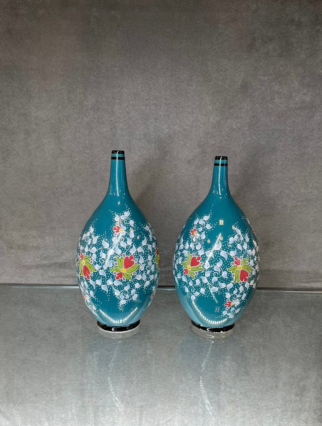 Glazed Blue Bottle Flower Vase