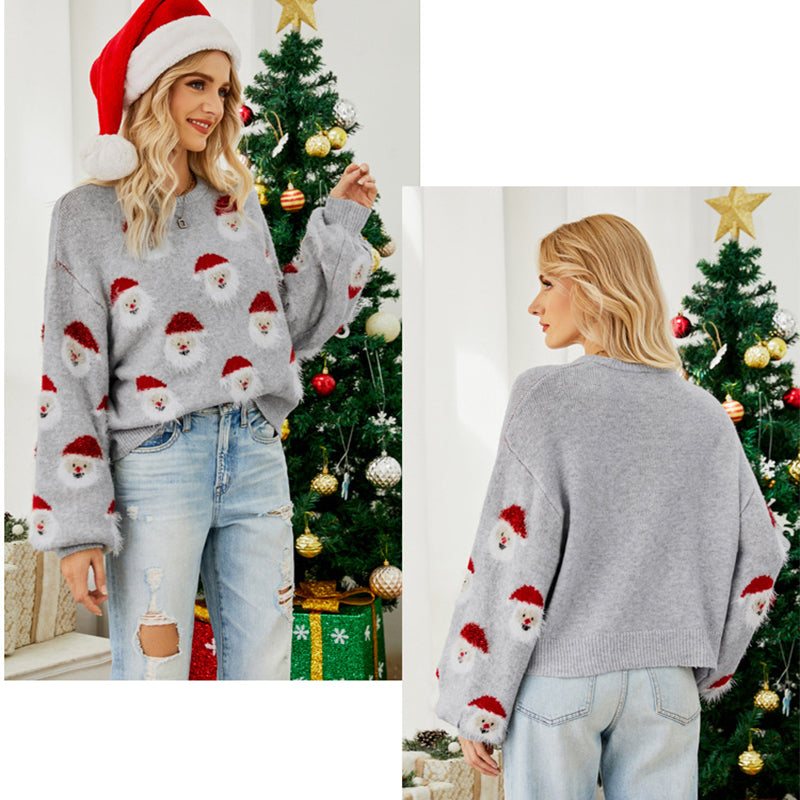 Women's Christmas Santa Cartoon Sweater - Cute Festive Winter Sweater