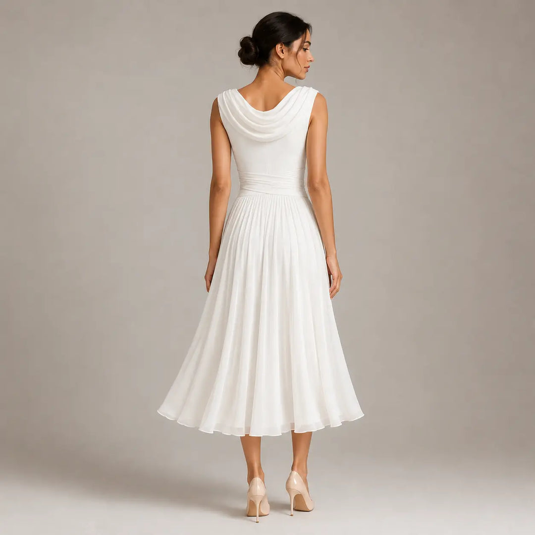 Higtouch | Draped Midi Dress For Summer Wedding Guest